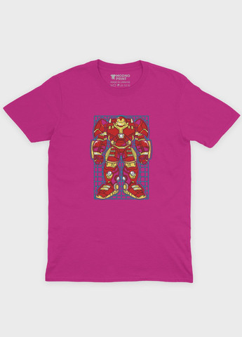 Розовая демисезонная футболка для мальчика с принтом супергероя - железный человек (ts001-1-fuxj-006-016-004-b) Modno