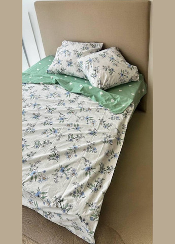 Постельное белье хлопковое Цветы Двуспальное Простынь на резинке 160x200х20 Бязь Белое 70 х 70 No Brand (292301098)