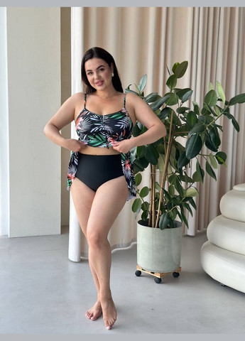 Чорний літній купальник роздільний танкіні No Brand