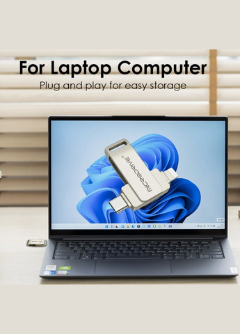 Флешка металлическая 2в1 256ГБ USB-Lightning для iPhone, iPad, компьютера, Android A3 256GB OTG Серебряный Microdrive (336381302)