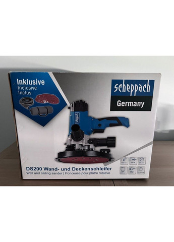 Шлифмашина для стен сетевая DS200 (215 мм, 1500-3200 об/мин, 1200 Вт, 3.6 кг) Scheppach (302240840)