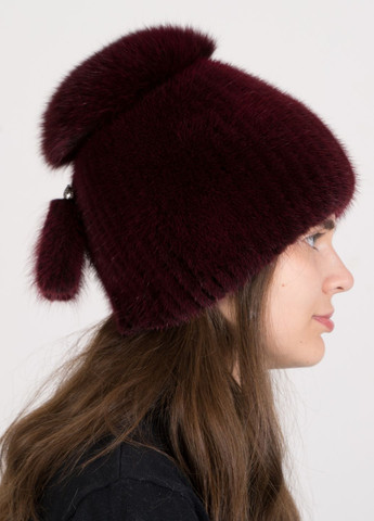 Жіноча хутряна шапка з норки на в'язаній основі Меховой Стиль Шарик (307822645)
