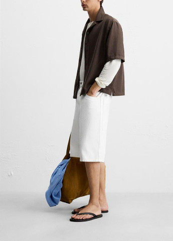 Коричневая рубашка однотонная Zara