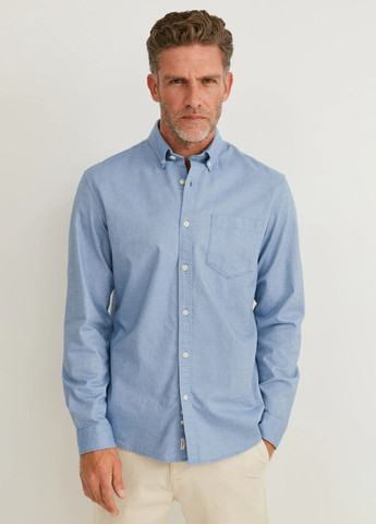 Голубой кэжуал рубашка однотонная C&A