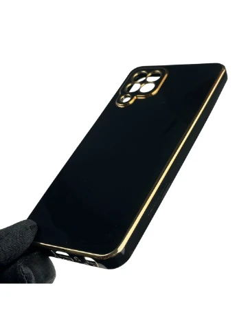 Чохол для Galaxy M22 4G (SM-M225F) із золотою окантовкою із захистом камери на самсунг м22 чорний Samsung (366019849)