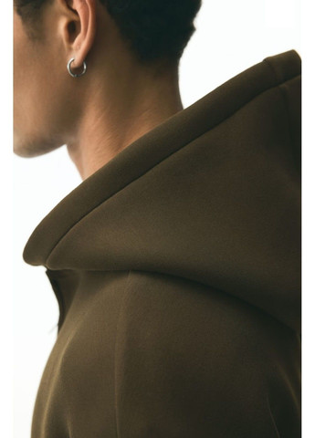 Темно-зелений чоловіче худі на блискавці loose fit (58571) s темно-зелене H&M (365066030)