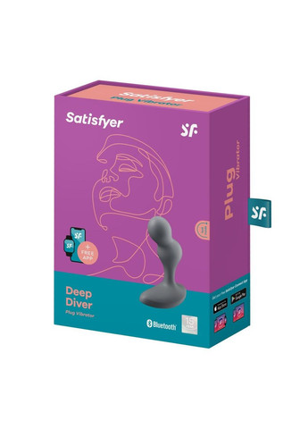 Виброанальная смарт пробка Connect Deep Diver серый Satisfyer (340455736)