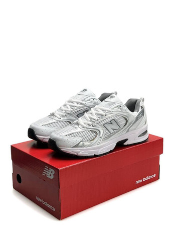 Білі Осінні кросівки чоловічі new balance white silver No Brand 530 Premium