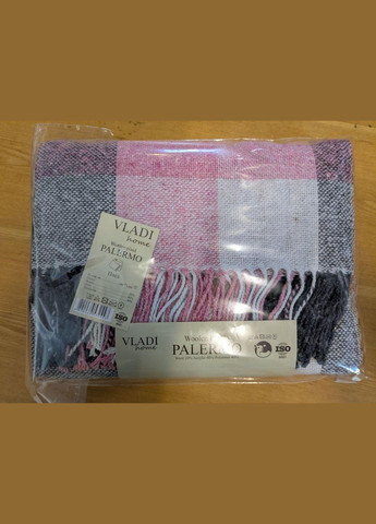 Плед вовняний Палермо №8 Pictor біло-рожево-світ.антрацит 140*200 полуторний Vladi (326487401)