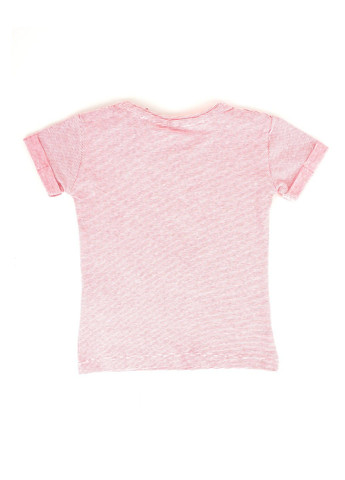 Рожева літня футболка на дівчинку tom-du у смужку з принтом серце TOM DU