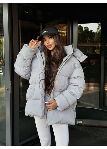 Сірий демісезонний Пуховик Style Point