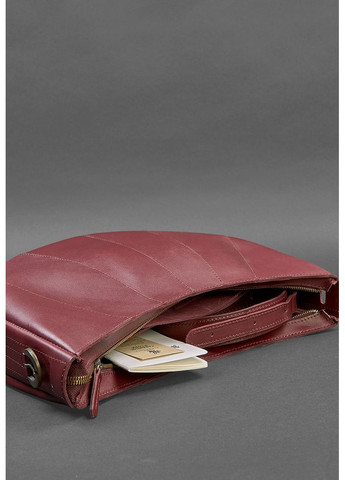 Шкіряна жіноча сумка Круасан Krast бордова BlankNote сумка бохо (348359316)