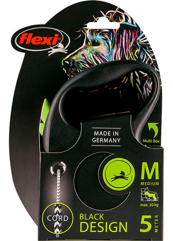 Повідець-рулетка Black Design М трос 5 м Зелений (4000498033425) Flexi (364751459)