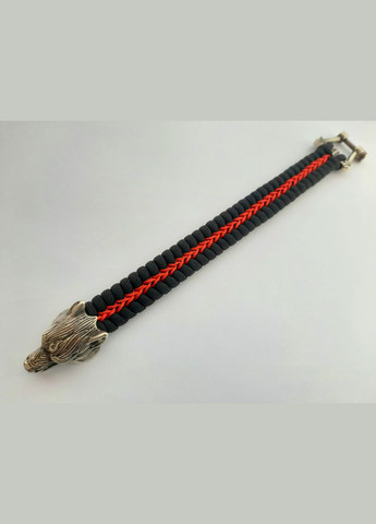 Браслет Вовк з паракорду і мельхіору плетіння Змійка з обплетенням + брелок в подарунок No Brand (341739023)