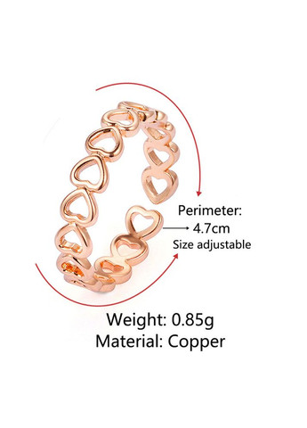 Жіноче кільце у формі серця регульоване каблучка з сердечками No Brand (340463767)