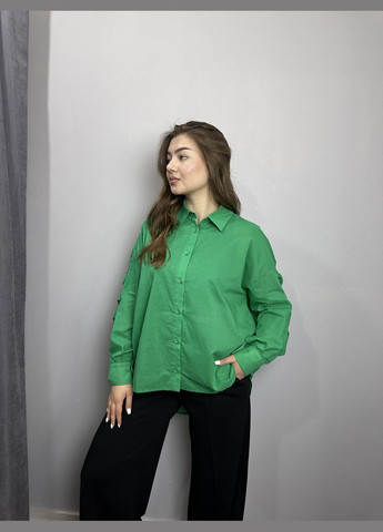 Зелена жіноча сорочка зелена дизайнерська mkkc9026-1 Modna KAZKA