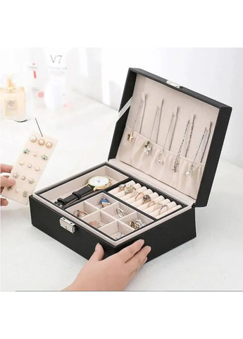 Шкатулка для украшений и бижутерии, органайзер для хранения драгоценностей (23*17*9 см) Черная No Brand (330758163)