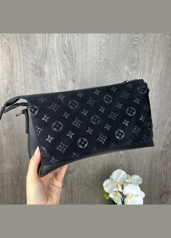Замшева жіноча сумочка клатч на плече чорна No Brand (298998035)