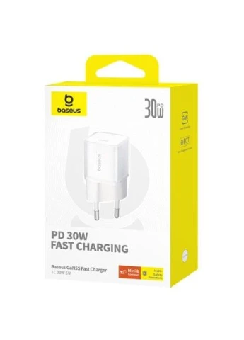 Зарядний пристрій (P10162504213-00) Baseus 1xUSB-C 30W GaN5S white (396813453)