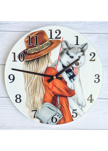 Часы настенные Девушка с собачкой (принт 115) Creative (360678595)