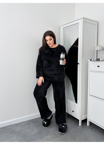 Черная теплая махровая пижама Osoblyva