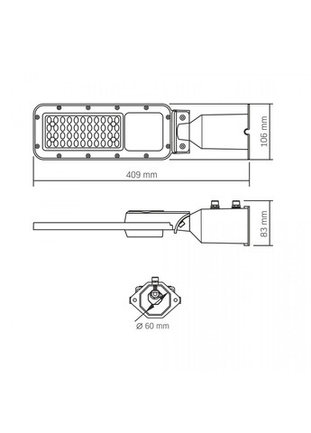 Світлодіодний вуличний ліхтар VLSLE17-0305 IP65 30W 3300Lm 5000K 220V захищений Videx (311226019)