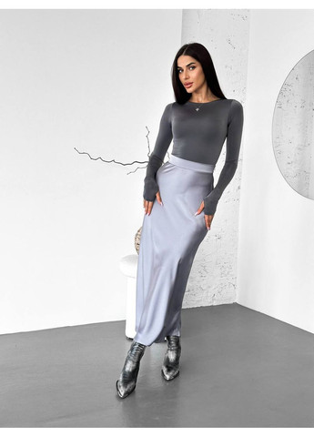 Серая вечерний женская макси юбка с высокой талией. MonCher а-силуэта (трапеция)