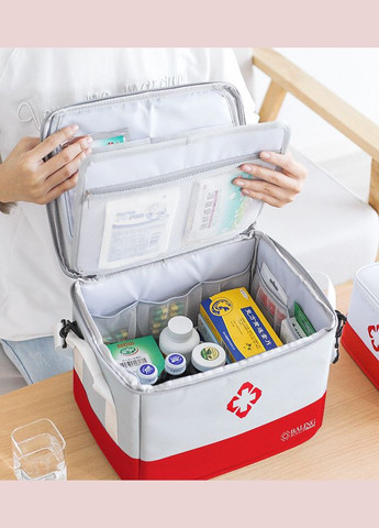 Аптечка, сумка-органайзер для медикаментів каркасна Велика 31x24x22см з ременем ( код: IBC004LOR ) No Brand (334689354)