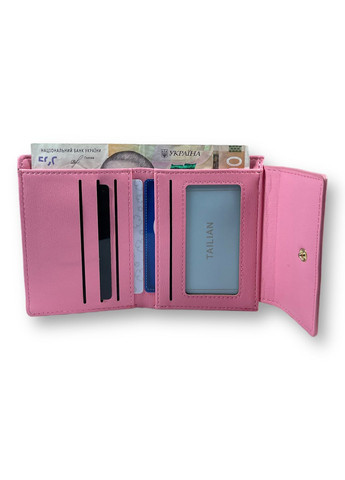 Жіночий гаманець екошкіра 1 відділення для купюр та 5 відділень для карток розмір:12*10*2 см рожевий Tailian (268995036)