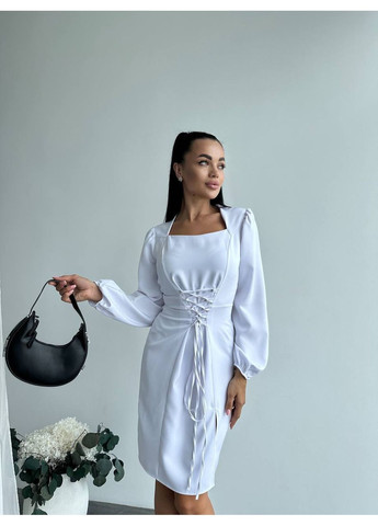 Белое коктейльное элегантное платье из креп-костюмки – женственность, стиль и безупречная посадка (замеры в описании) DK/DL Мода без кордонів однотонное