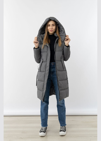 Серая зимняя женская куртка цвет серый цб-00223837 Dai Fei Xue