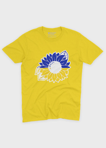 Жовта демісезонна футболка для дівчинки з патріотичним принтом квіти (ts001-4-sun-005-1-111-g) Modno