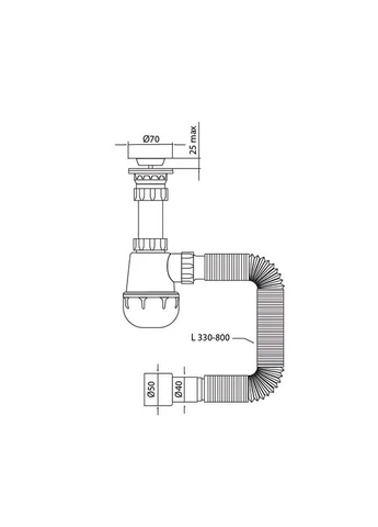 Сифон для кухні поліпропілен 40х40/50 мм Mixxus SK-01-A (377160331)