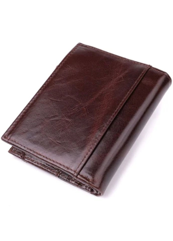 Вертикальный мужской кошелек из натуральной кожи sale_15096 Коричневый Vintage (319874438)
