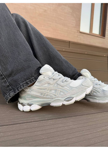 Белые летние кроссовки asics gel-nyc grey white асикс гель нюк No Brand