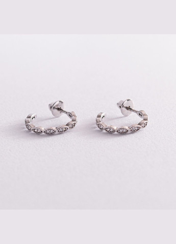 Серебряные серьги - пусеты с фианитами 4914 Oniks (264392706)