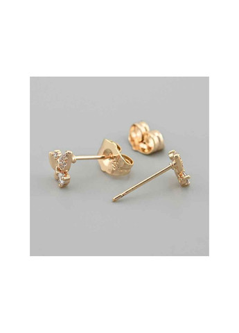 Сережки пусети Метелики 55716 7х7мм білі фіаніти вага 0.8г позолота 18К Xuping Jewelry (359433488)