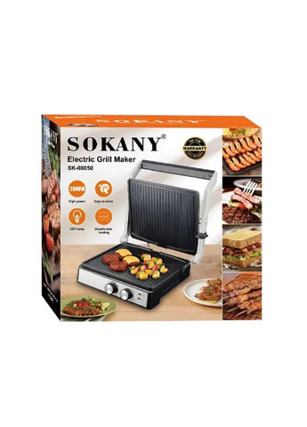 Домашній електричний гриль 2000 Вт, розкриття на 180 °, Sokany SK-08050 Erston (367073808)