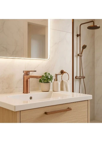 Змішувач для раковини (умивальника) ARGUS BRUSHED COPPER низький Rea (387271039)