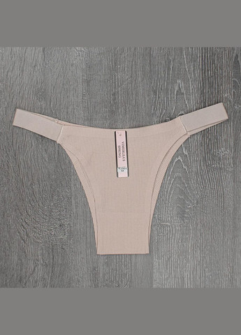 Безшовні труси-танга з натуральної бавовни в рубчик набір 5 шт No Brand Танга (316027836)