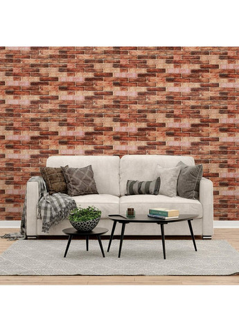 Самоклеюча декоративна 3D панель 700х770х5мм Коричнева Катеринославська цегла love-shopping Sticker Wall (354657436)