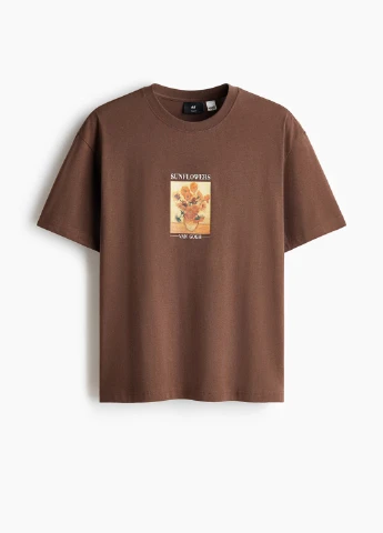 Коричневая футболка H&M