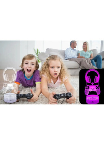 Настольный 3D LED светильник ночник с пультом работой от USB 16 цветов подсветки (480821-Prob) Наушники с геймпадом Unbranded (344464808)