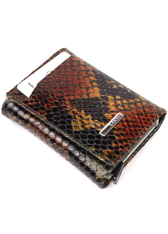 Лакована візитниця з натуральної фактурної шкіри під змію 20988 Різнокольоровий Karya (337353075)