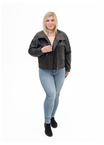 Чорна демісезонна жіноча шкіряна куртка весна Fabio Monti