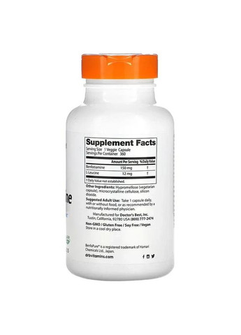 Бенфотиамин (Benfotiamine) 360 капсул Doctor's Best (361114377)
