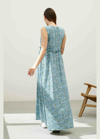 Блакитна повсякденний жіноча лляна сукня вільного крою з завищеною талією (пл 14.2-54/19) RiMari