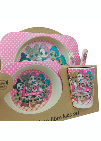 Набор детской посуды, бамбук, куклы '''', розовый, 5 предметов, 078 No Brand (272150257)