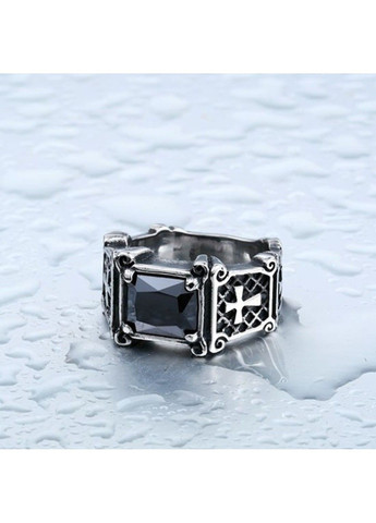 Готическая мужская печатка с черным камнем из медицинской стали RM-005 No Brand (313654413)