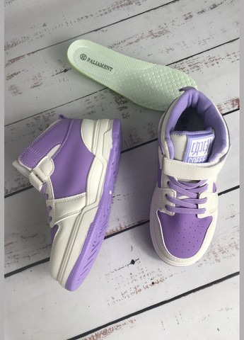 Комбіновані осінні кросівки хайтопи демісезонні дитячі на дівчинку фіолетово-білий (1058) Paliament